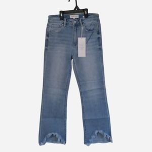 RISEN High Rise Crop Bootcut Fray Hem Jeans